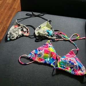 Two bikini tops
